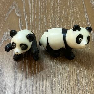 Two Vintage 1973 WILTON Panda Bears Figures Figurines Miniatures